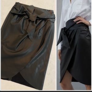 NWT Zara Faux Leather Skirt with Tie